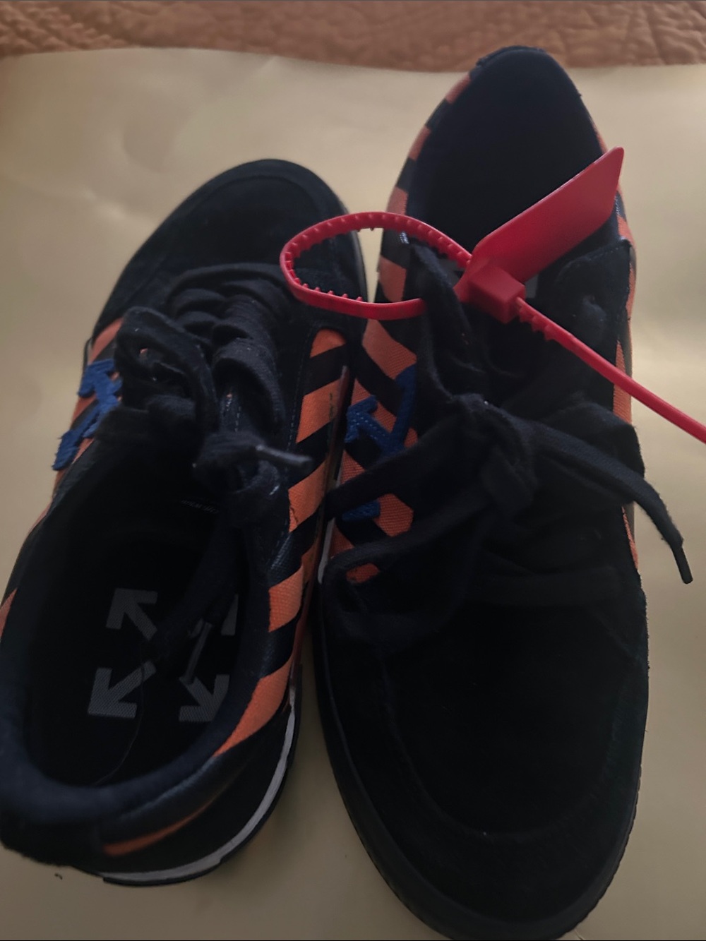 Off-White Black Sneakers with Orange Stripes